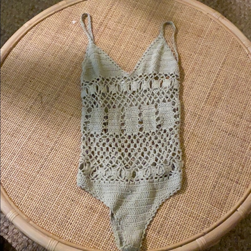 Tan Crochet Bodysuit size Small LF